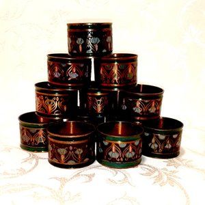 SET/12 ENAMELED NAPKIN RINGS